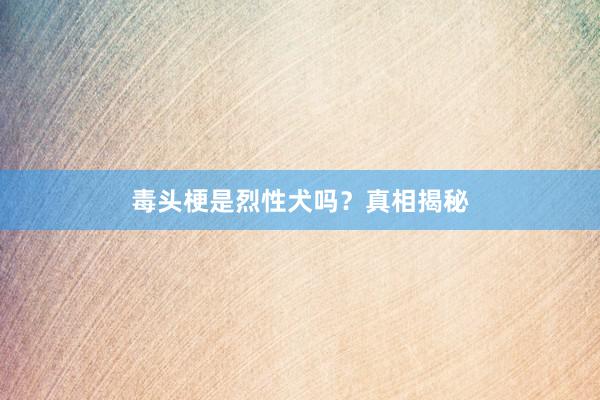 毒头梗是烈性犬吗?真相揭秘