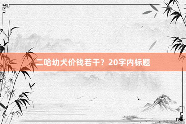 二哈幼犬价钱若干？20字内标题